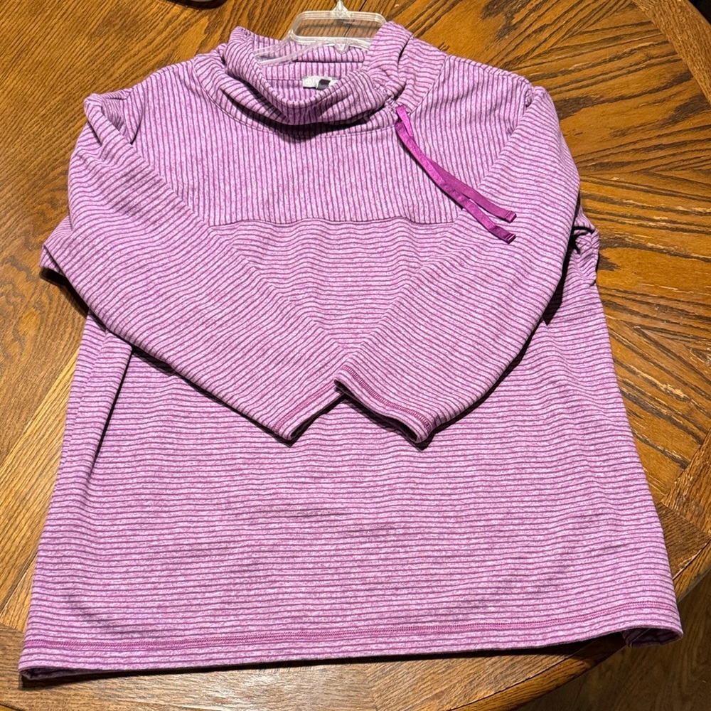 Talbots Pink Striped Cowl Neck Sweater